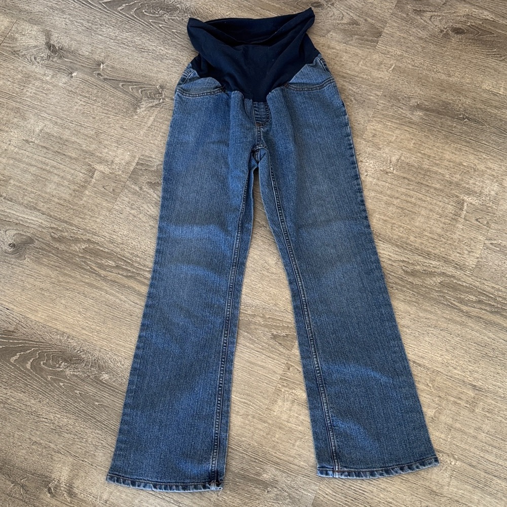 Destination Maternity Dark Blue Boot-Cut Jeans with Navy Maternity Panel